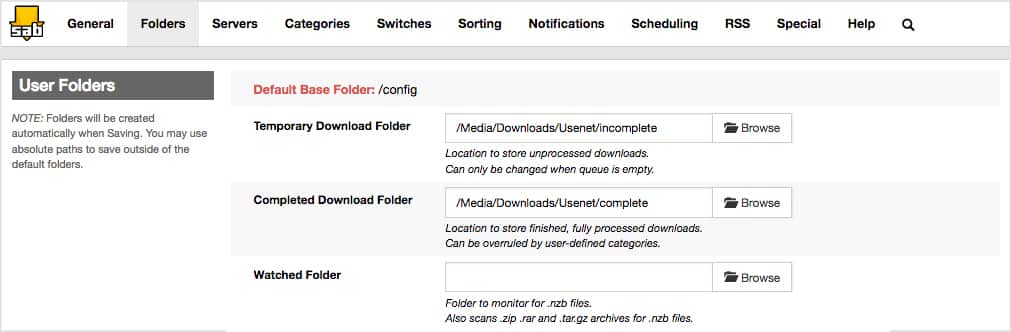 sabnzbd config